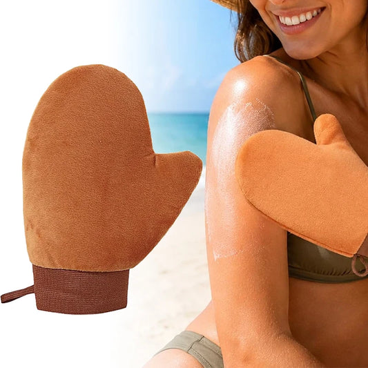 New Tan Mitt Body Lotion Glove Self Tanning Mitt Double Sided Prevents Sticky Hands Applicator Portable Quick Dry Flocking Glove