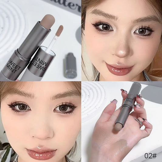 Double Head Matte Concealer Contour Stick Waterproof Long Lasting 3D Face Nose Shadow Shaping Stick Natural Face Contour Makeup