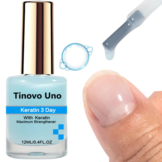 Tinovo Uno Keratin 3 Day Nail Growth Light Blue Maximum Strengthener for Damaged Nails 12ML Protein Nail Art Treatment Care Tool