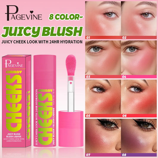 Page Vine Blush Liquid Rouge Matte Lips Cheeks Natural Highlighter Lip Gloss Blusher Nourishing Antler-shaped Brush Head Makeup