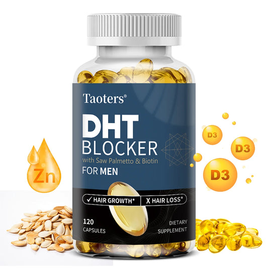 DHT Blocker Hair Growth Supplement with Saw Palmetto, Support Thicker Hair Reduce Thinning & Breakage, Boost Scalp Health