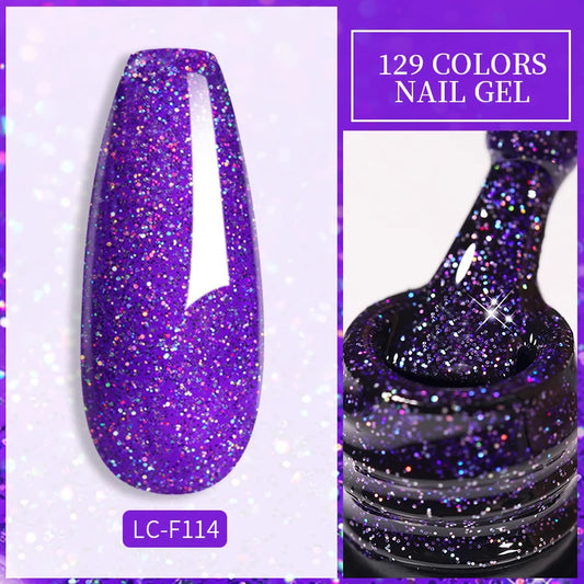 LILYCUTE 7ml Blue Glitter Gel Nail Polish Silver Rose Gold Colorful Sequins Semi Permanent Soak Off UV Gel Nail Art Varnish