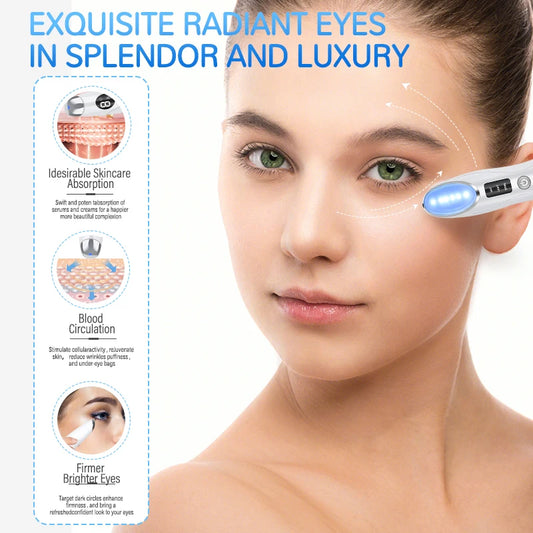 2026 New Vibration Eye Massager Anti Dark Circle Blue Light Anti Wrinkle Eye Massage Pen Hot Compress Eye Beauty Care Device