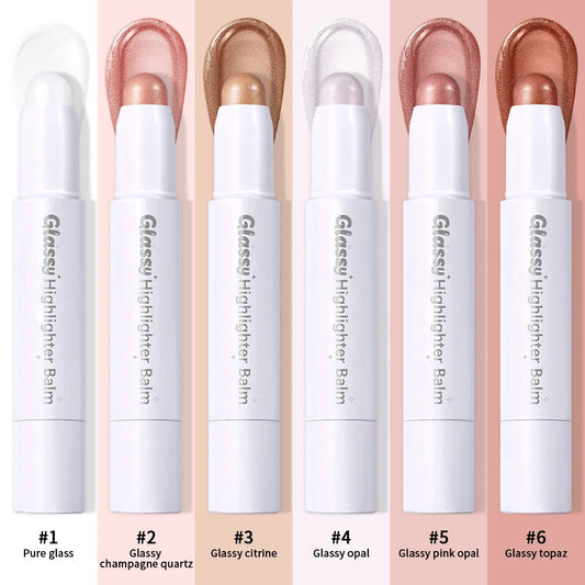 Glassy Highlighter Balm Brighten Complexion Deep Hydration Long Lasting Wear Highlighting Cream Eye Cheek Lip Body Glossy Pen