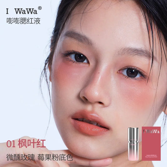 I wawa Bang Bang Liquid Blush,Cheek & Lip Tint,Natural Water Glow Dewy Finish,Long-Lasting Face Makeup Blusher Stick