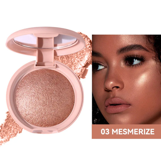 Face Highlighter Palette, High Glossy Face Illuminator Palette, Natural Glow Finish, Pearl Shimmer Smooth Baked Powder