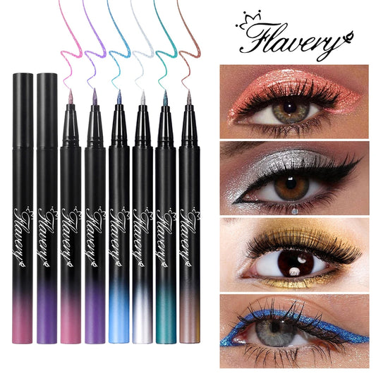 Pearlescent Smoked Black Purple Eyeliner Pen Glitter Metallic Shimmer Liquid Liner Waterproof Smudge Proof Rave Party Makeup