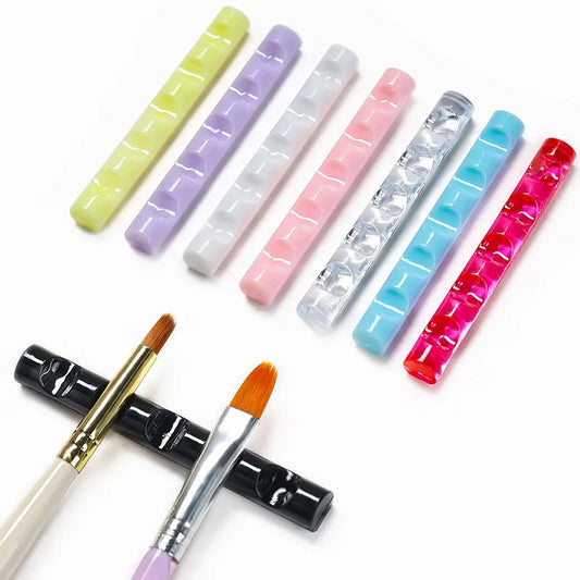 5 Grids Nail Brush Rack Shelf Organizer Colorful Pen Rest Display Acrylic Stand Holder Showing Shelf Manicure Tools