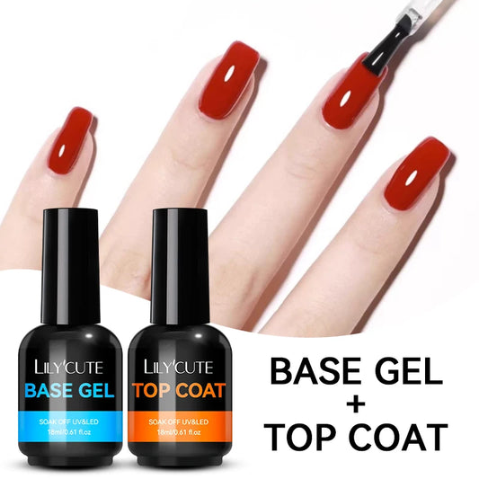 LILYCUTE Base Gel Top Coat 18ML Gel Polish Function UV LED Soak Off Semi Permanent Varnish Nail Art Manicure DIY Supplies