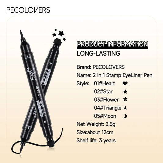 1PC 2-in-1 Waterproof Liquid Eyeliner-Quick Dry, Including Star/Love/Butterfly Patterns, Accurate Eye Makeup, Silky Application