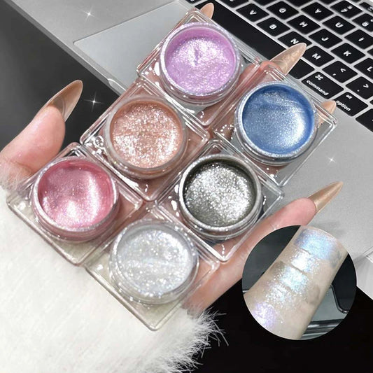 6-Color Shimmer Glitter Highlighter, Sparkle Dewy Liquid Highlighter for Face & Body, Portable Glow Makeup Cosmetics