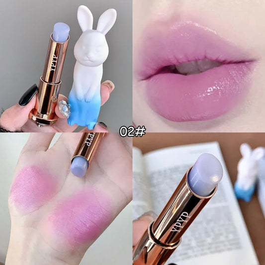 Black Rose Lip Balm Cute Rabbit Moisturizing Gloss Peach Transparent Lip Tint Not Dryness Lip Care Lipstick Makeup Base for Girl