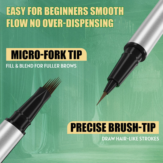 2 in 1 Dual-Ended Eyebrow Pencil & Eyeliner, Waterproof Sweat-Proof Smudge-Proof Fade-Resistant 4D Microcarving Realistic Eyebro