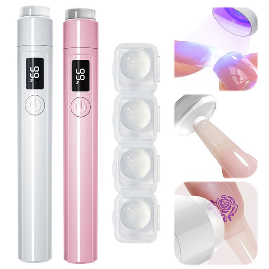 Mini Ultraviolet Nails Drying Light Mini Flashlight Pen LED Display Portable Nails Dryer 2 Timing Setting for Home DIY Manicure