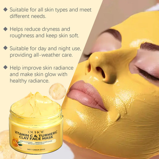 1/3/5PCS Turmeric VitaminC Clay Mask Deep Cleansing Facial Improves Dark Spots Hydrating Skin Care Tightens Skin Evens Skin Tone