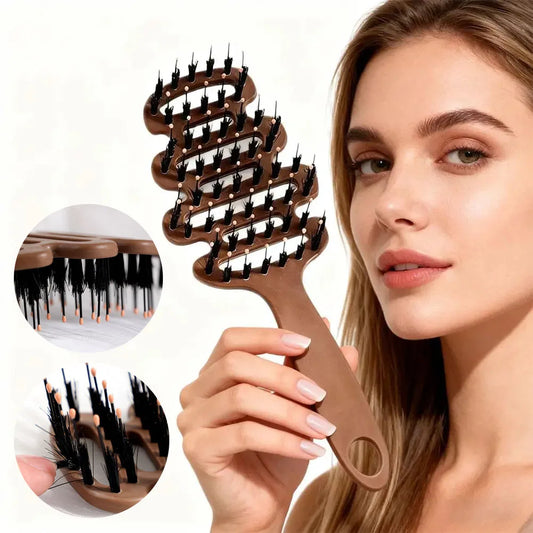 Hollow Boar Bristle Hair Comb Detangling Hair Brush Women Scalp Massage Brush Curly Hairbrush Salon Hairdressing Styling Tools