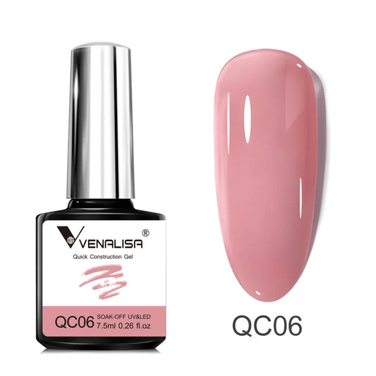 Venalisa 7.5ml Quick Construction Gel Jelly Milky White Semi Transparent Nail Polish Soak Off UV LED Nude Pink Builder Nail Gel