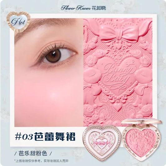 Flower Knows Little Angel Series Blush Cream Embossed Blush 6g Lasting Natural Waterproof Blush Cosmetic