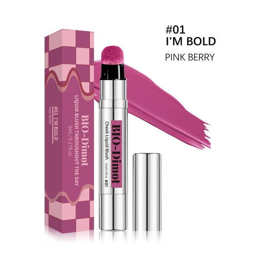 6 Colors Liquid Blush Stick with Sponge Tip Matte Makeup Waterproof Long-Lasting Color Correction Smooth for Lips and Cheeks