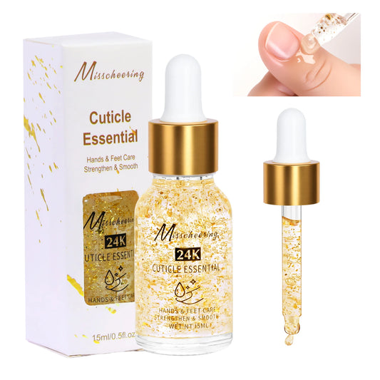 15ml 24k Golden Foil Nutritional Oil Nail Cuticle Nutrient Oil Nourish Repair Damaged Nail Care Nutrition Oil Treatment