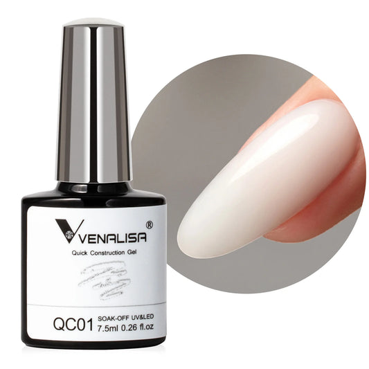 Venalisa 7.5ml Quick Construction Gel Jelly Milky White Semi Transparent Nail Polish Soak Off UV LED Nude Pink Builder Nail Gel