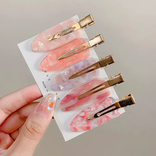2/4pcs Simple Sakura Pink Seamless Hair Clip Women Acetate Sheet No Bend Bangs Clip Duckbill Clip Hairpins Hair Styling Tool