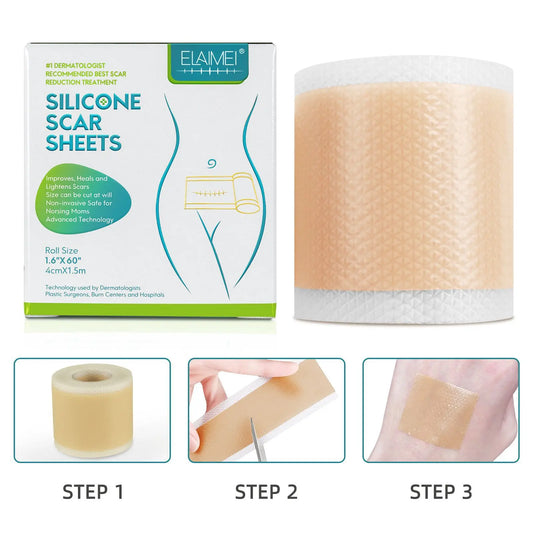 4cm X 150cm Silicone Scar Sheets , 1 Roll Self-Adhesive Scar Cover Tape Skin Care Waterproof and Breathable Scar Patch