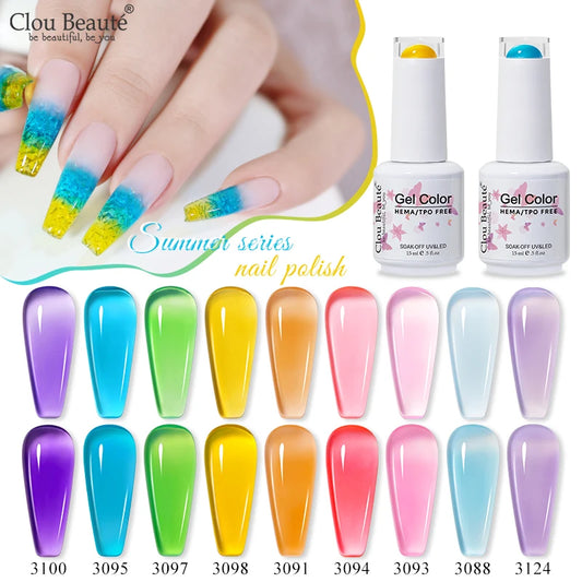 Clou Beaute 15ml Translucent Gel Nail Polish Pretty Jelly Transparent Summer Nails Art Varnish Semi Permanent Gellack Nail Salon