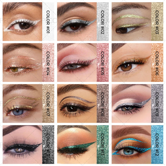 1PC Long-lasting Pearly Thin Glitter Eyeshadow and Eyeliner - Glitter, Thin Tip, Waterproof, Suitable for Christmas, Halloween
