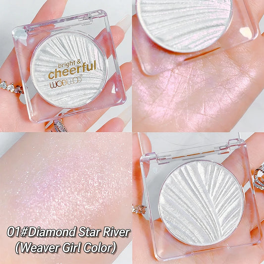WODWOD Brightening Face Highlighter Palette Waterproof Monochrome Pearlescent White Silver Highlight Makeup High Gloss