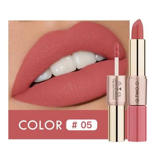 Waterproof 2 in 1 Matte Lipstick Lip Gloss 12 Colors Long Lasting Makeup Cosmetics Rouge Lips Stick Batom Mate