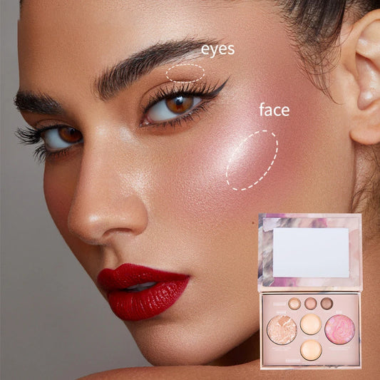 Multi-functional portable makeup palette, 7-color eyeshadow, contour, blush, highlighter all in one palette, easy to apply
