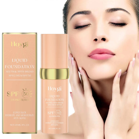 Liquid Face Foundation Spf 50 Temperature Change High Coverage Makeup Base Waterproof Hydrating Foundation Cosmetics Makeup