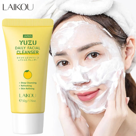 Laikou Whitening Facial Cleanser Foam Moisturizing Deep Remove Cleansing Acne Milk Oil Control Exfoliating Shrink Pores 50g