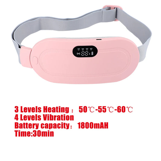 Women Menstrual Heating Pad Abdominal Warmer Belt Electric Waist Massager Vibration for Period Cramps Comfort Portable Gift