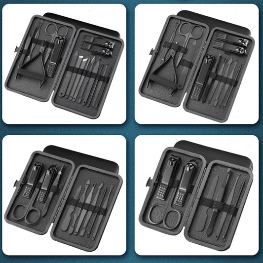 7/10/12/16/18pcs/set Stainless Steel Manicure Set Professional Nail Clipper Kit of Pedicure Tools Ingrown ToeNail Trimmer