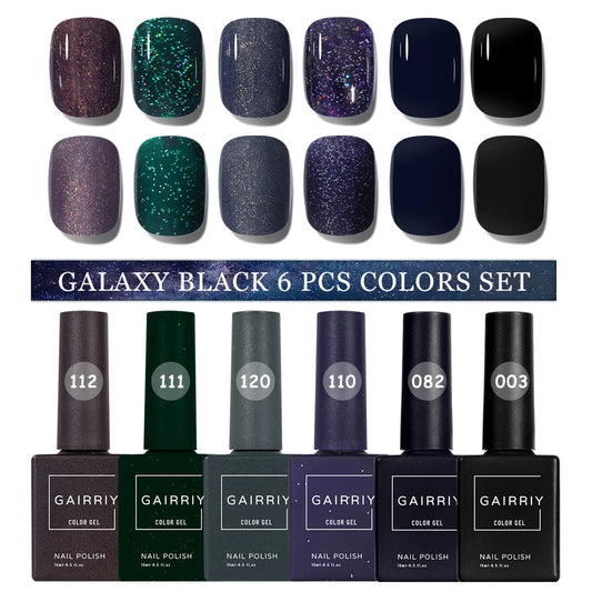 Gairriy 15ml Gel Nail Polish Homochromatic 6 Pcs Colors Set Glitter Soak Off UV LED Semi-Permanent Varnish Art Salon Nails