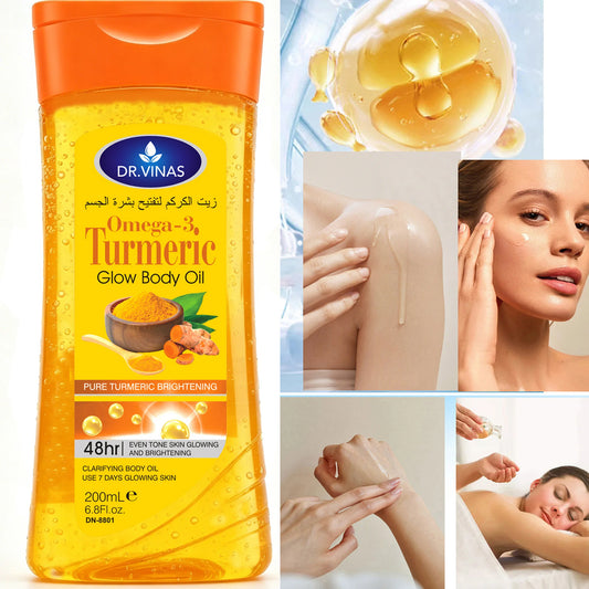 2pcs 200ml Turmeric Omega-3 Glow Body Oil Body Skin Care Oil Moisturizing and Hydrating Care Suitable for All Seasons  Body Face