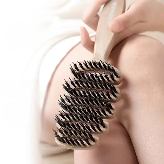 Hollow Boar Bristle Hair Comb Detangling Hair Brush Women Scalp Massage Brush Curly Hairbrush Salon Hairdressing Styling Tools