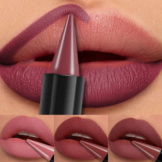 15-Colors Sexy Red Lipstick Pen Waterproof Matte Contour Tint Lipstick Long Lasting Lip Glaze Brown Lipliner Pencil Lip Makeup