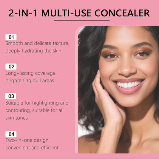 Liquid Concealer Deep Hydration Face Concealer Cream 2 in 1 Multi-use Smudge-Proof Cover Blemishes Concealer Stick Makeup 3.8g