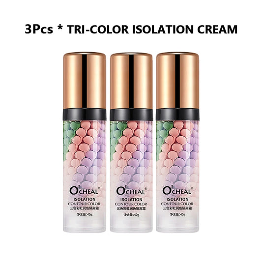 O‘’CHEAL One-Step Three Color Spiral Contour Isolation Primer Moisturizing Cream Face Care Corrector Foundation Makeup Cosmetic