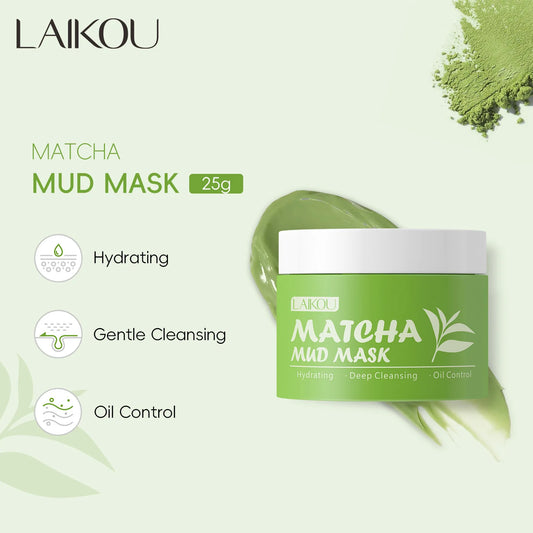LAIKOU Longjing Matcha Mud Mask Refreshing Hydration & Moisturisation Removal Blackhead Clay Oil Control Deep Cleaning Mask