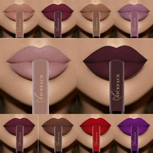NICEFACE 34 Color Lip Gloss Waterproof Nude Matte Liquid Lipstick Moisturizing Long Lasting Lipgloss Lip Makeup Beauty Cosmetics
