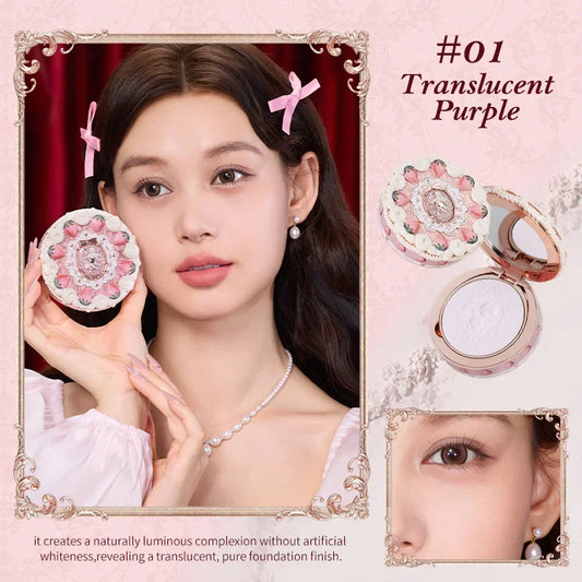 Flower Knows Compact Powder Matte Pressed Setting Powder Strawberry Cupid Collection Pressed Foundation Powder Makeup 9.5g
