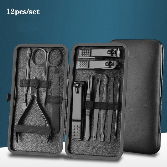 7/10/12/16/18pcs/set Stainless Steel Manicure Set Professional Nail Clipper Kit of Pedicure Tools Ingrown ToeNail Trimmer