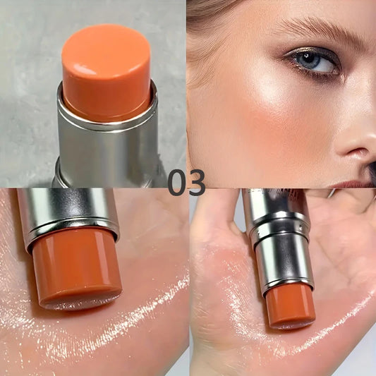 4 Color Waterproof Shimmer Blush Stick Face Highlighter Moisturizing Long-Lasting Illuminator for Brightening And Contouring