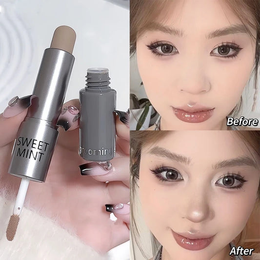 Double Head Matte Concealer Contour Stick Waterproof Long Lasting 3D Face Nose Shadow Shaping Stick Natural Face Contour Makeup