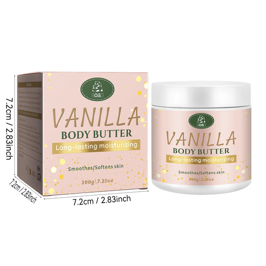 Vanilla Body Butter with Coconut and Shea Oil Nourishes Dry Skin, Moisturizing Cream for Deep Hydration.