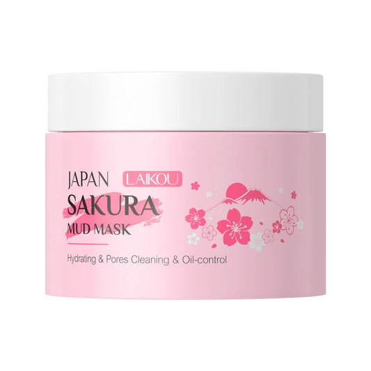 Laikou Sakura Mud Mask Deep Cleansing Oil Control Balance Antioxidan Shrink Pores Remove Blackheads Refreshing Facial Mask90/25g